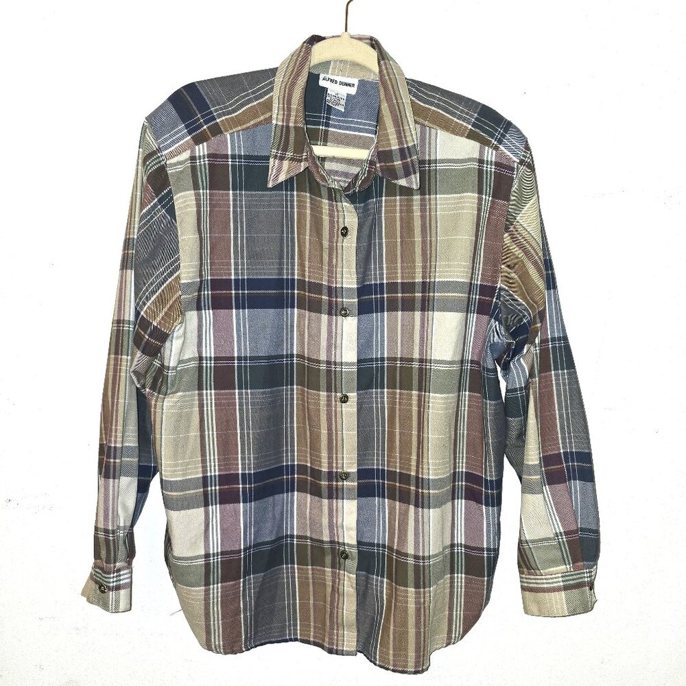 Alfred Dunner Multicolor Plaid Button Up Shirt Size 16